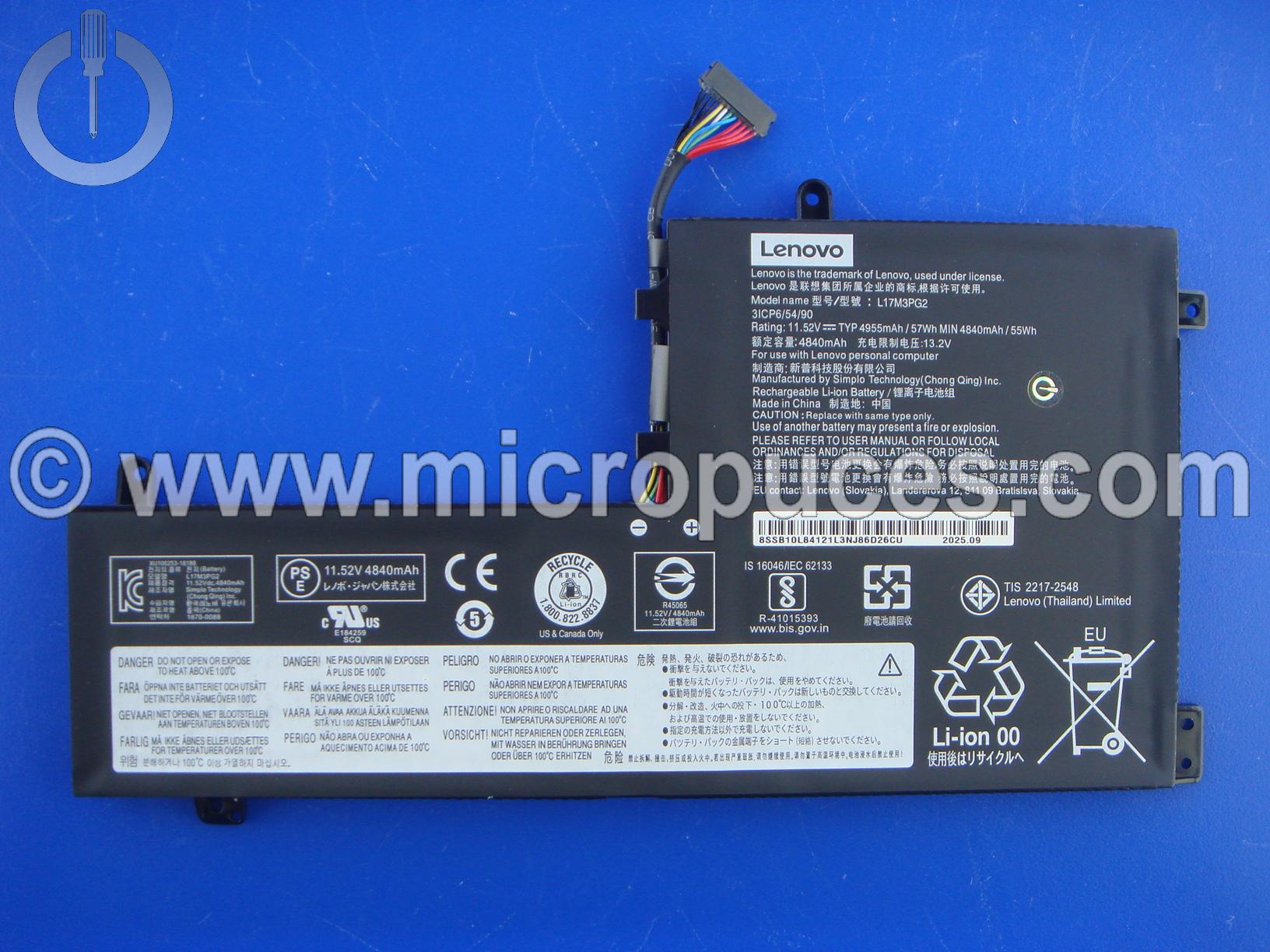 Batterie d'origine pour Lenovo Legion Y540 cable de 9cm