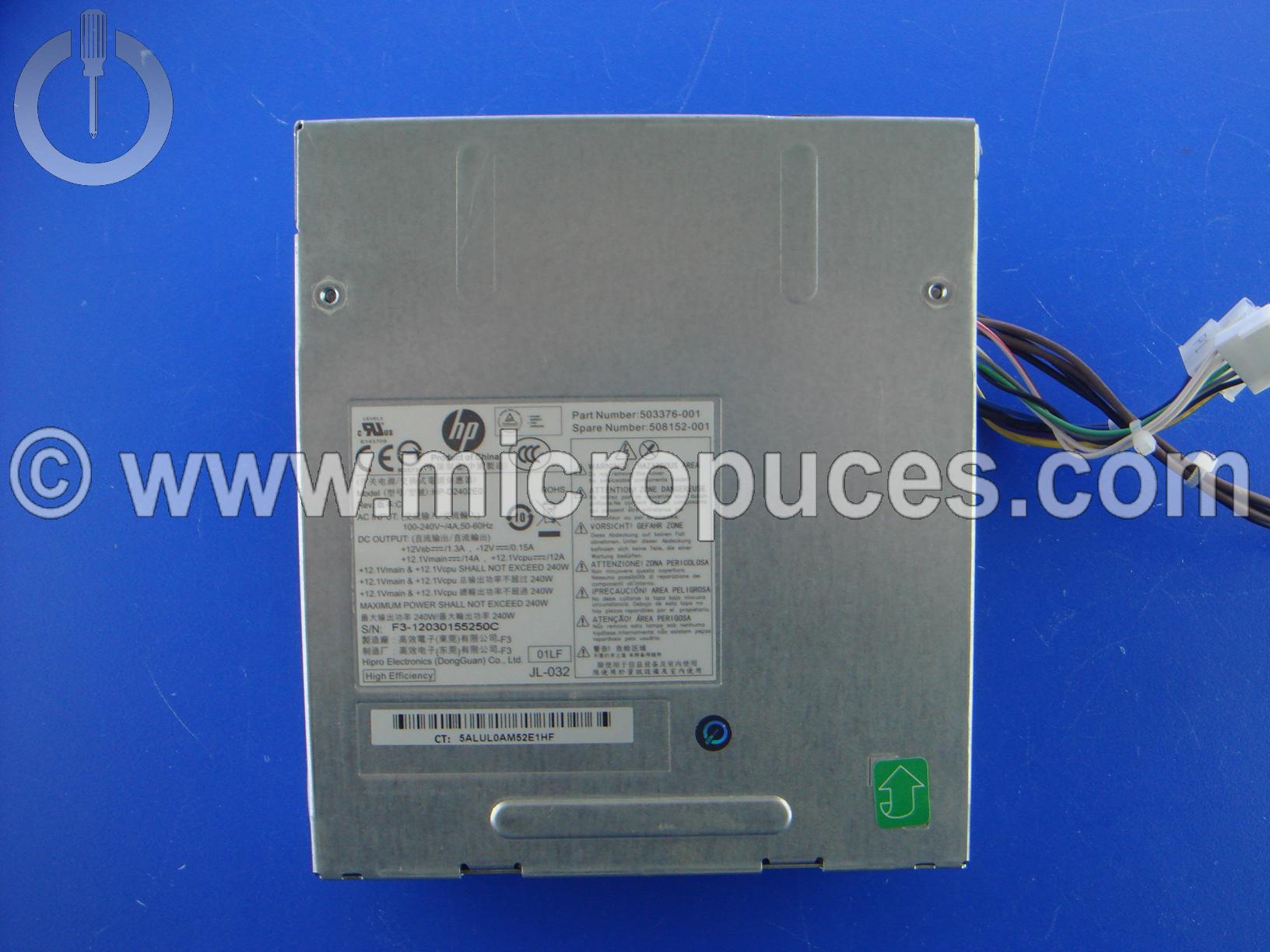 Alimentation 240W pour HP 3500 Desktop PC series