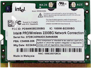 Carte WIFI miniPci INTEL PROWireless 2200 BG