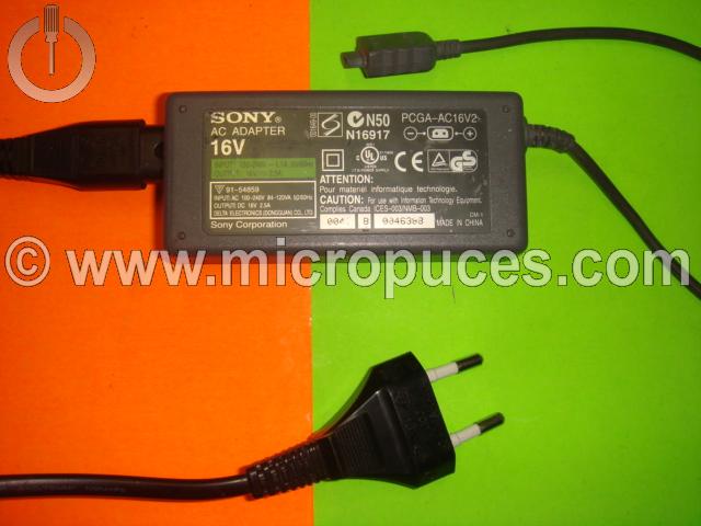 Chargeur Alimentation 16V 2.5A pour Sony PCG-C1VN