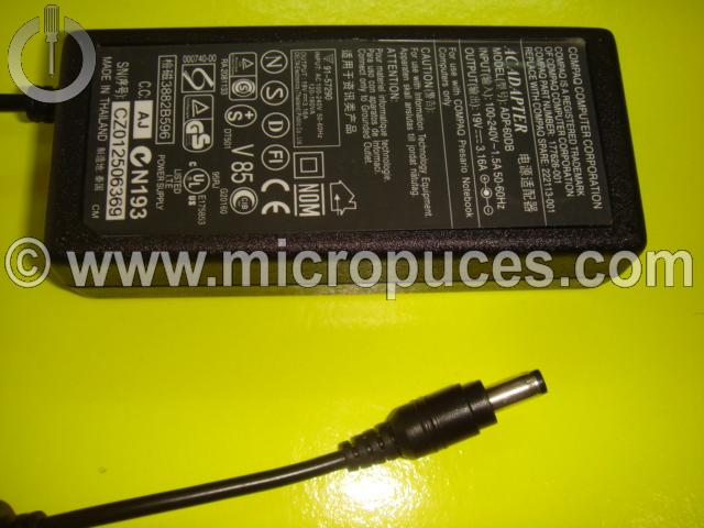 Chargeur Alimentation 19V 3.5A pour COMPAQ