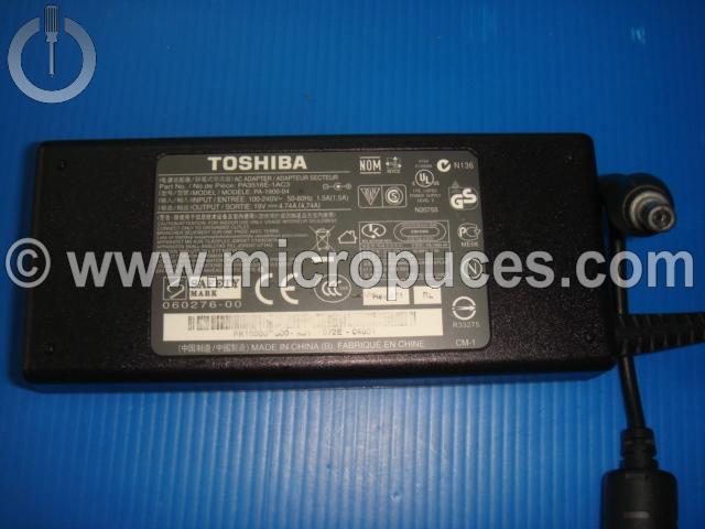 Chargeur Alimentation 19V 4.74A pour TOSHIBA