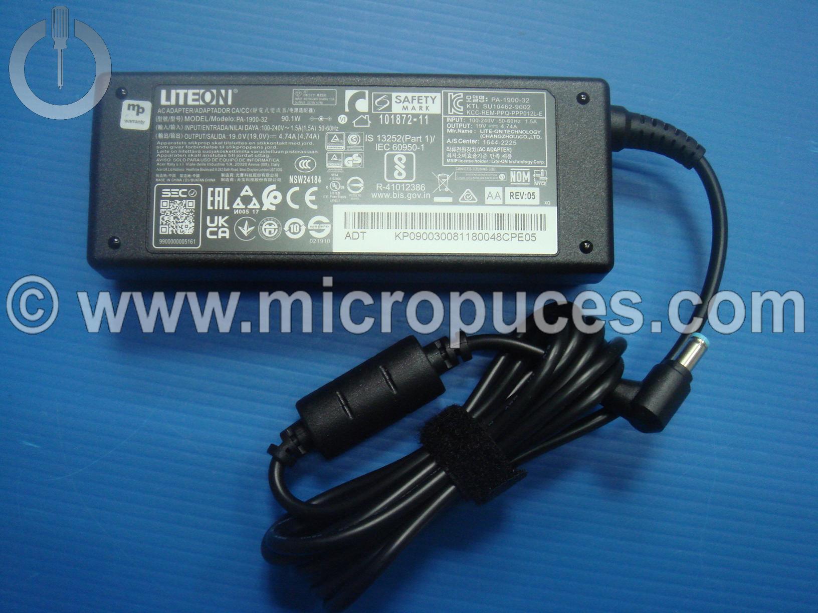 Adaptateur secteur - Chargeur pour PC Portable - 19V - 4.74A / 90W