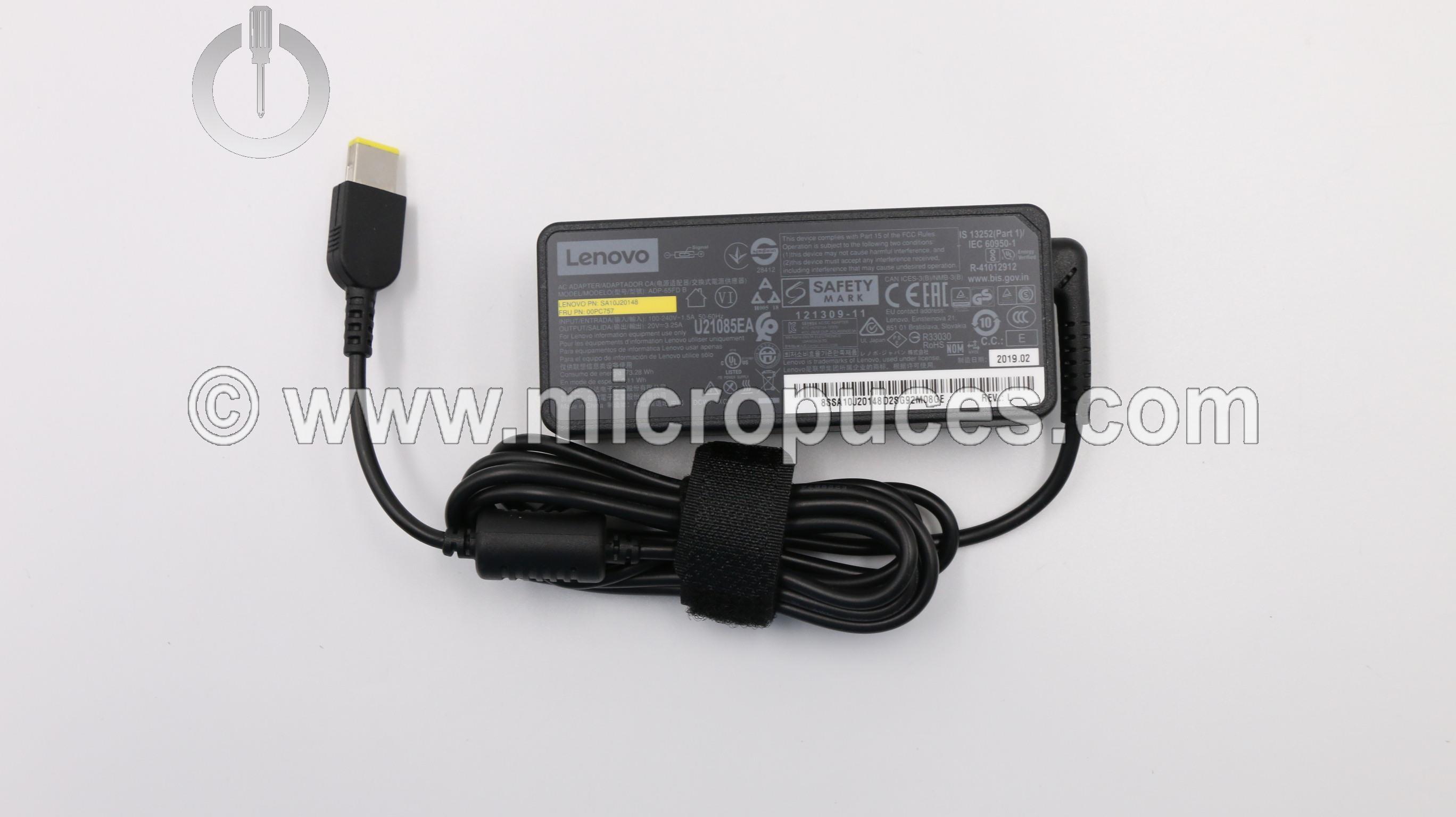 Chargeur Lenovo 65W 20V 3.25A pour Lenovo G50-70 0A36262